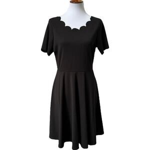 Elegant Black Scallop Neck Dress
